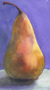 single watercolor pear