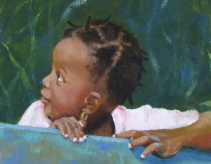 oil painting of little girl