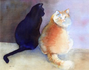 watercolor of cats