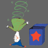 illustration of jack-in-the-box upside down