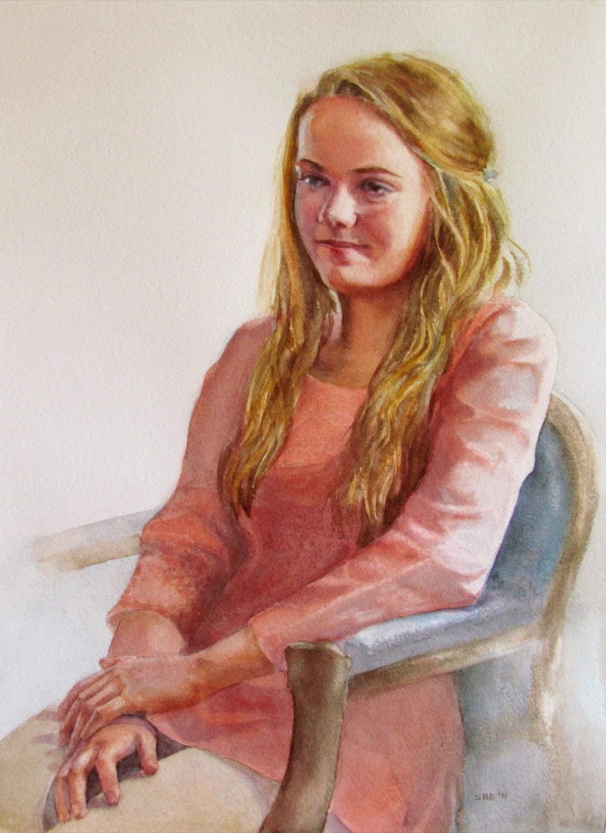 colored pastel portrait of young girl