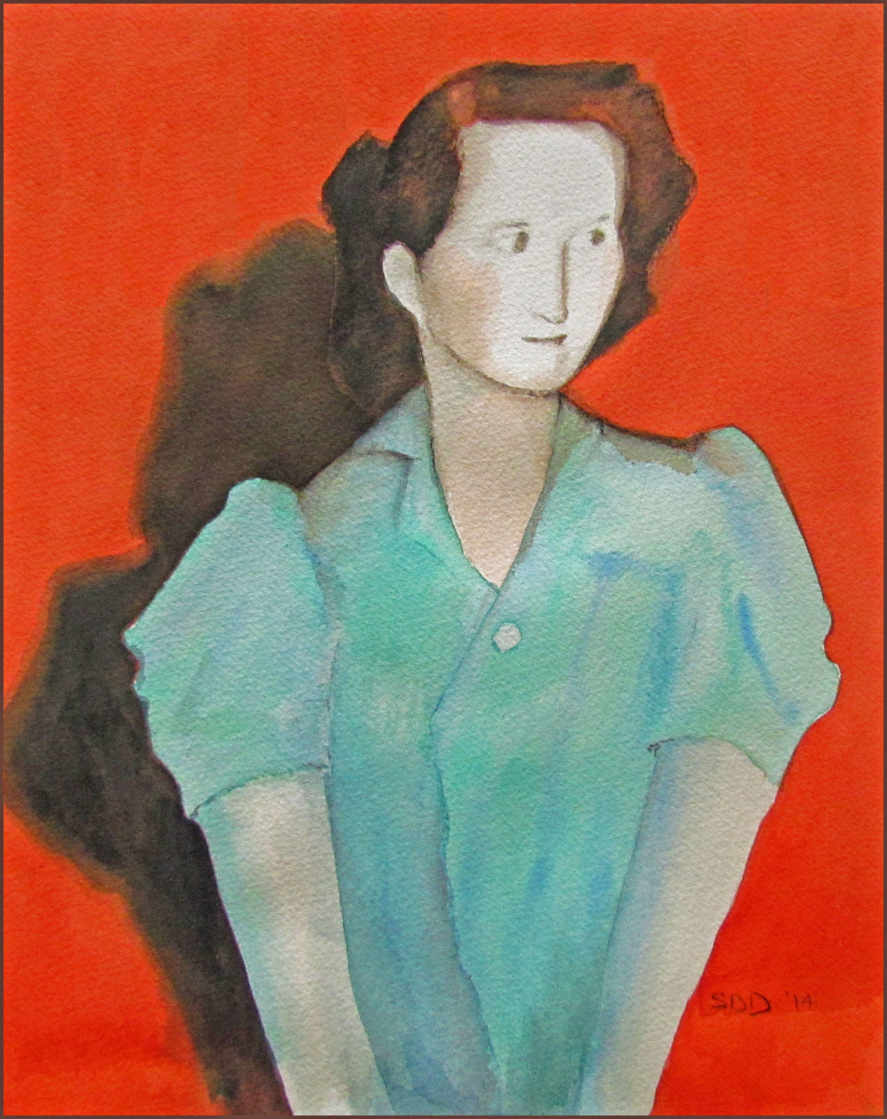 watercolor of young woman