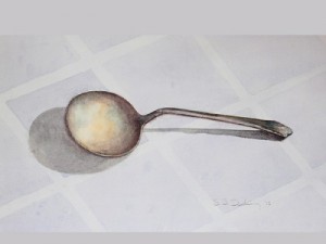 watercolor of antique spoon