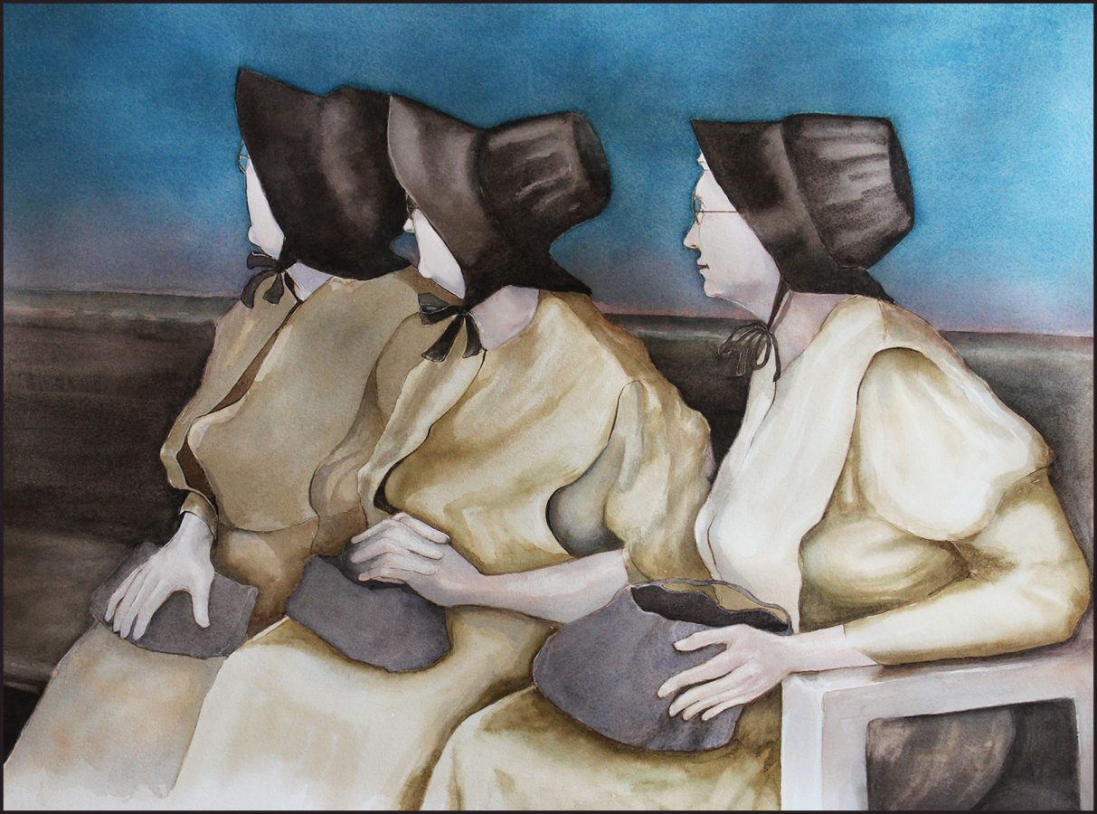 three women waiting