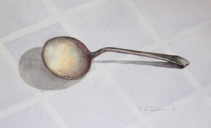 watercolor of antique spoon