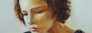watercolor of woman reflecting