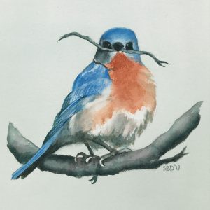 watercolor of bluebird