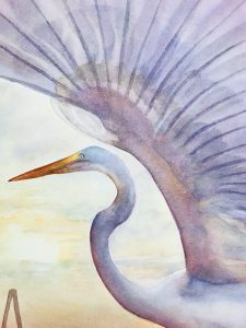 egret watercolor