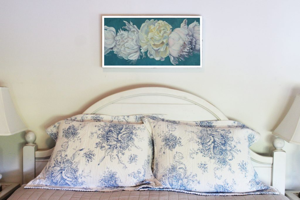 Peony Parade over bed
