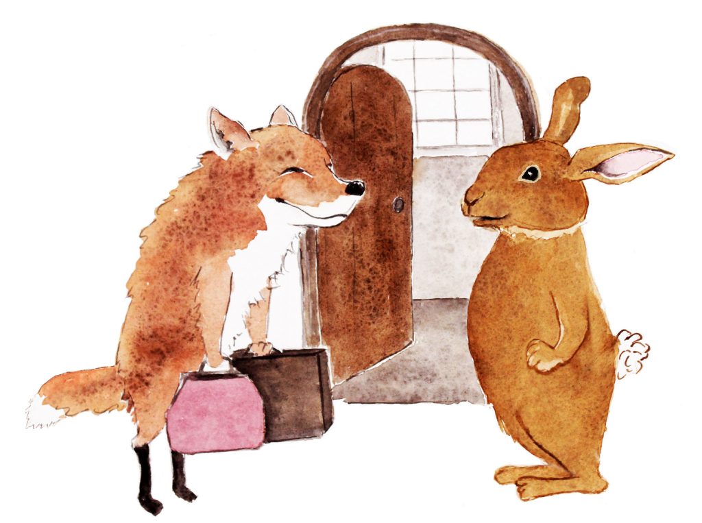 Fox and Rabbit at the door